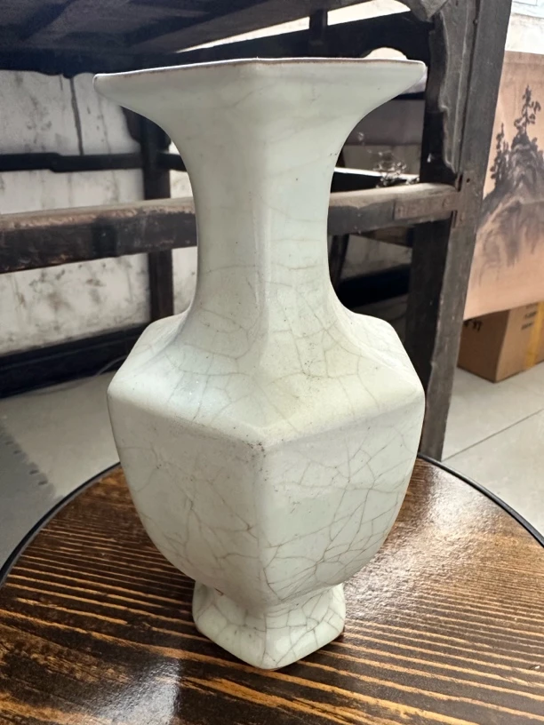 汝窑双耳瓷瓶精美摆件古瓷