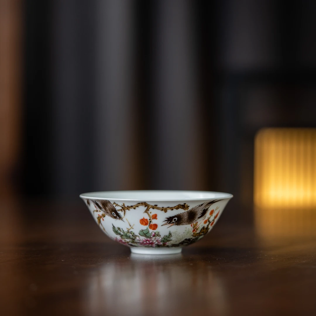 吴健粉彩大碗杯130cc 瓷器茶周边