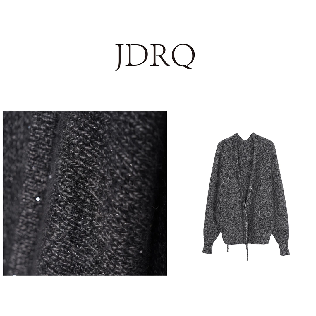 【JDRQ】高奢亮片羊绒羊毛针织开衫外套91012-2