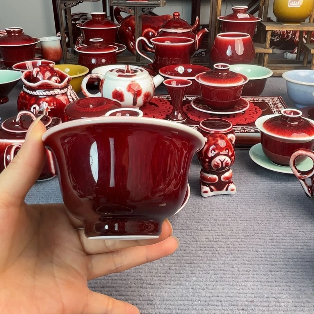 景德镇陶瓷红马坊压手杯
