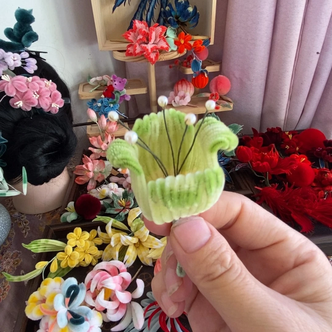 非遗绒花喜绒条铃花