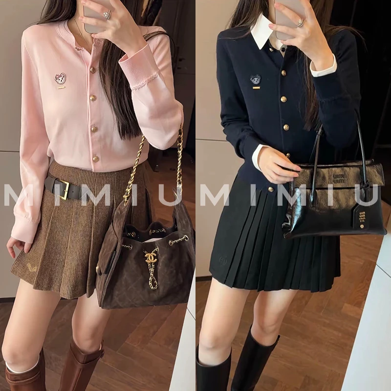 【mimius】P 露思同款全羊毛减龄可爱小熊刺绣针织衫 WG09155