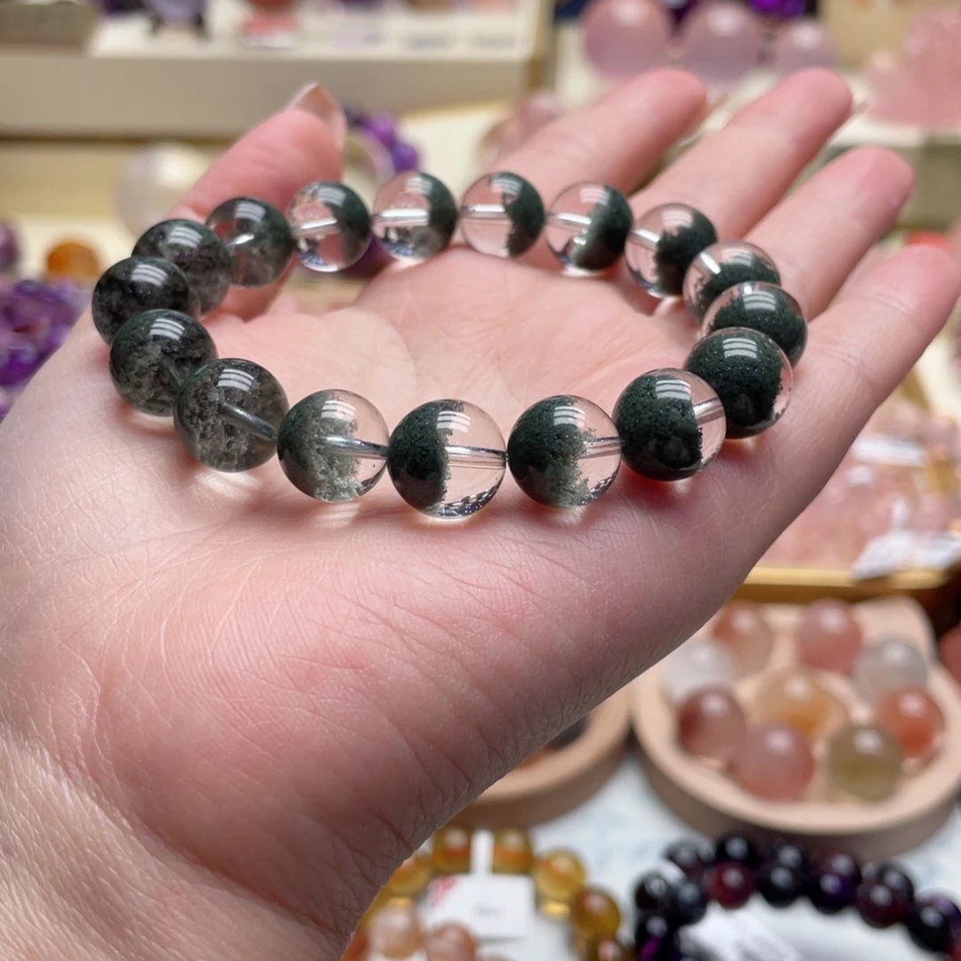 未镶嵌手链水晶绿幽灵聚宝盆无红皮11.9mm