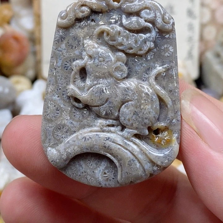 颈饰未镶嵌硅化珊瑚（珊瑚玉）有瑕