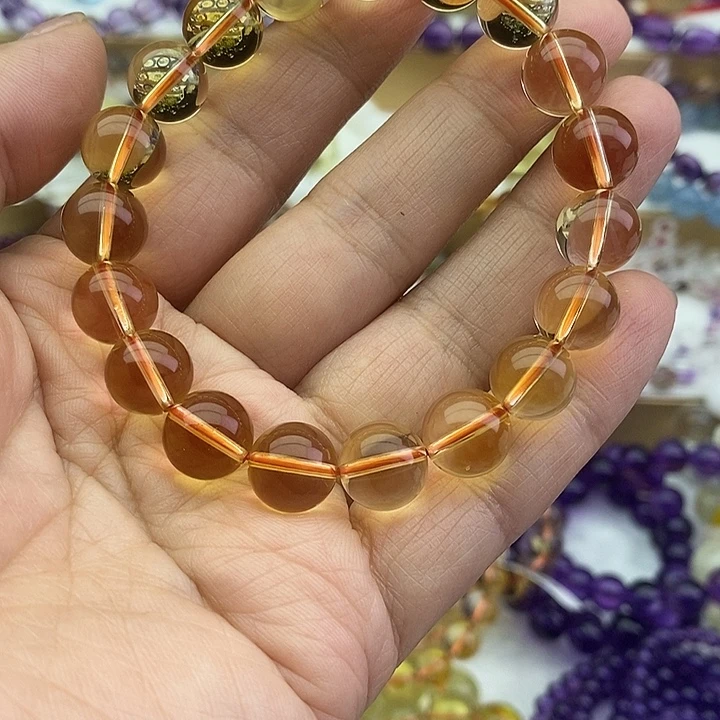 水晶手链未镶嵌天然黄水晶手链32.5g