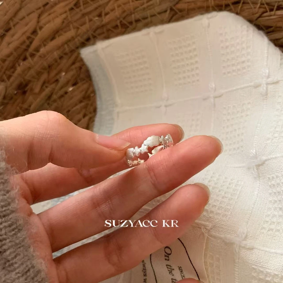 Suzyacc Kr 925银戒指 【小星轨】五角星尾戒气质时尚复古DJ0126