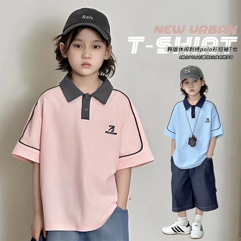 男童短袖t恤儿童POLO衫夏装2025新款男孩夏季上衣洋气休闲半袖T恤