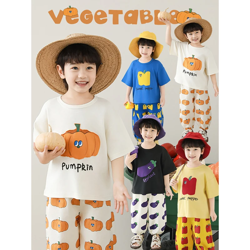 YOEHYAUL/幼悠夏四波【自然田园】贴布绣冰凉柔软蔬菜系列T恤 N6280