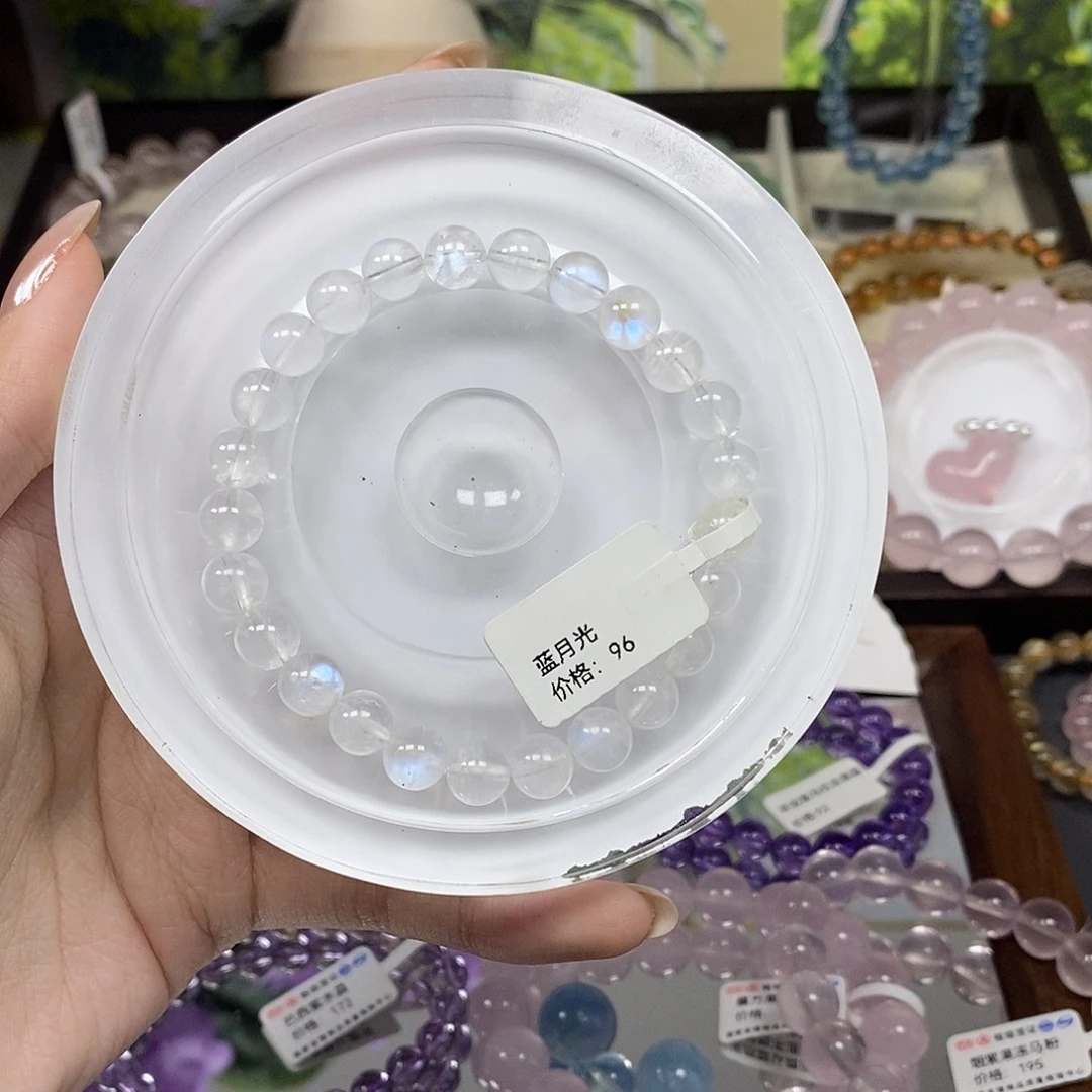 银S925镶嵌水晶手链蓝月光卡7.8