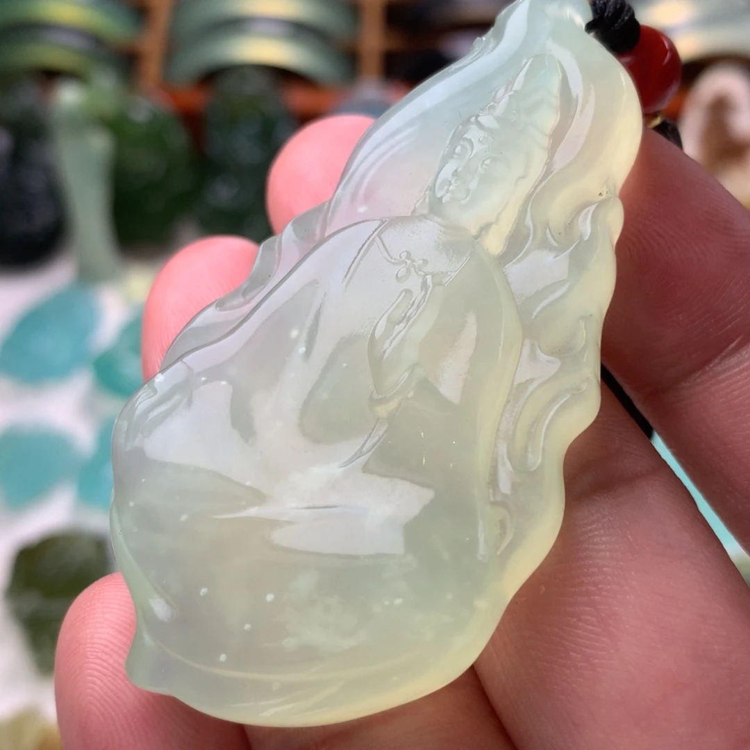 蛇纹石玉未镶嵌观音吊坠
