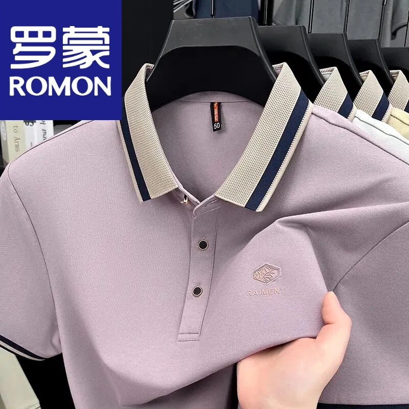 罗蒙男款莫代尔短袖Polo衫潮流休闲夏季翻领T恤2025时尚男士