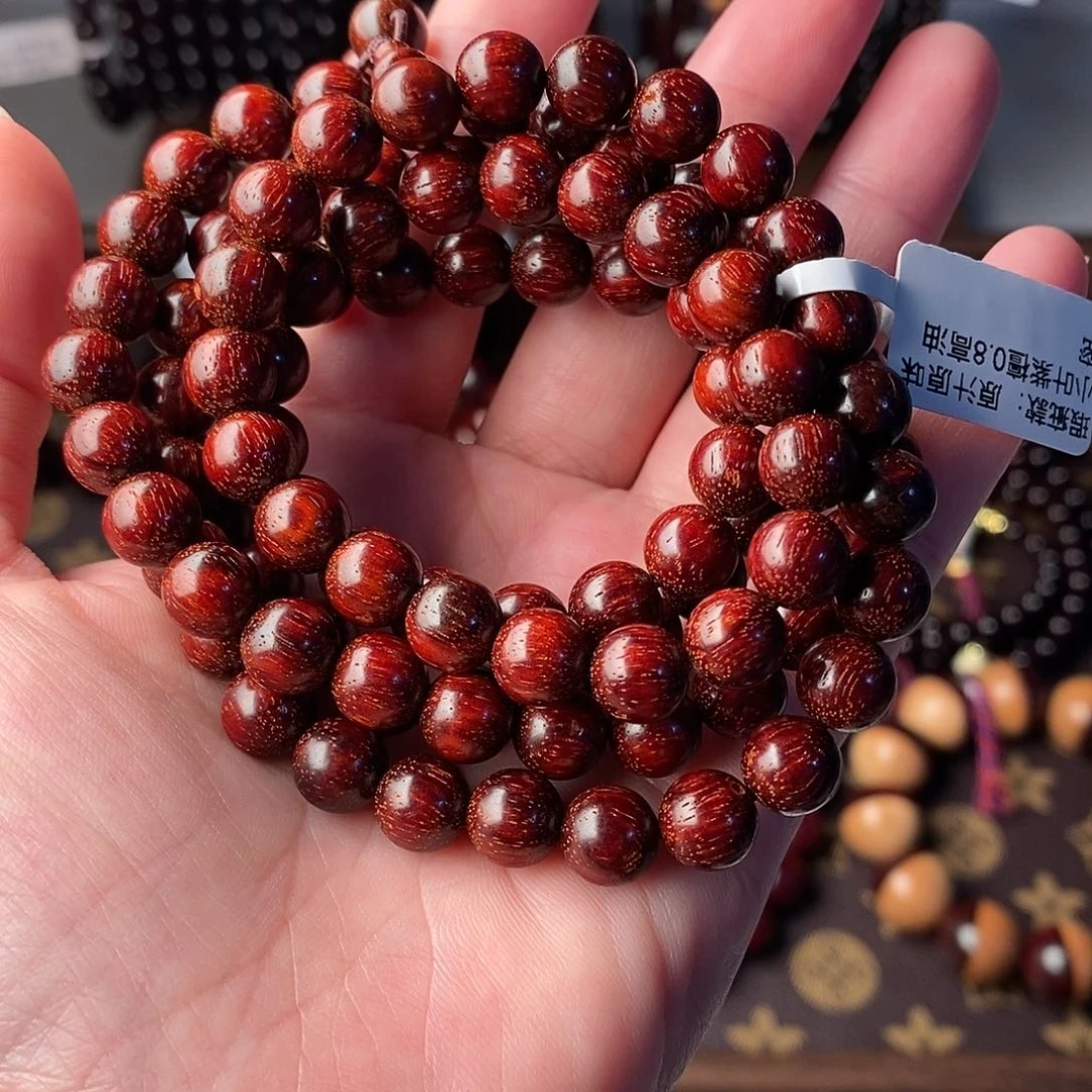 小叶紫檀手串/手链微瑕原汁原味小叶紫檀0.8高油密
