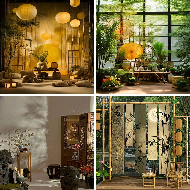 适用新中式古风直播背景布室内3d立体背景墙可定制加厚大尺寸摄影