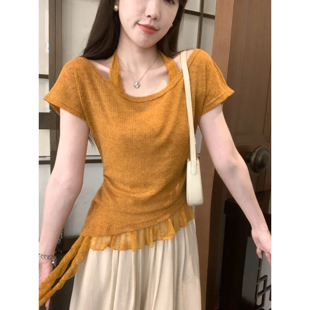 安安 气质设计感飘带上衣两件套