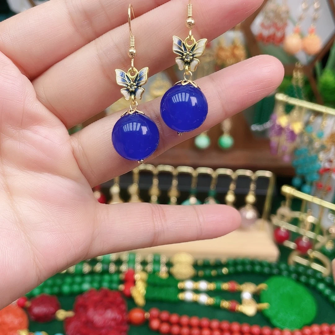 玛瑙/玉髓合金耳饰