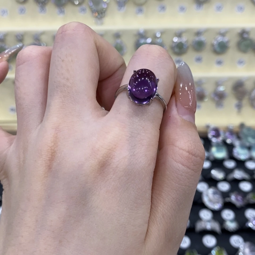 紫晶戒指银S925镶嵌戒指