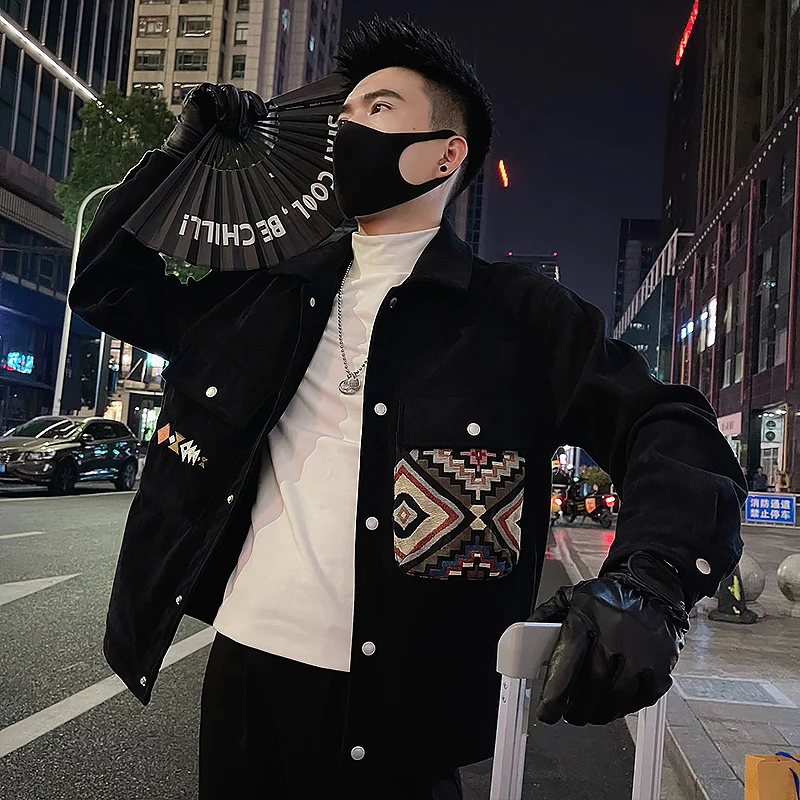 民族风外套男春秋季男装休闲上衣2025新款高级感拼接春装潮牌夹克