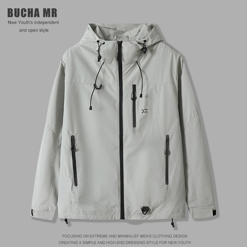 春夏轻薄款外套潮牌登山服宽松大码情侣夹克休闲百搭薄款连上衣男