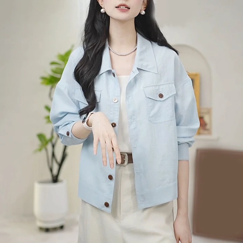 欧若风轻奢2025新款单排扣气质设计感多扣翻领外套M2504009