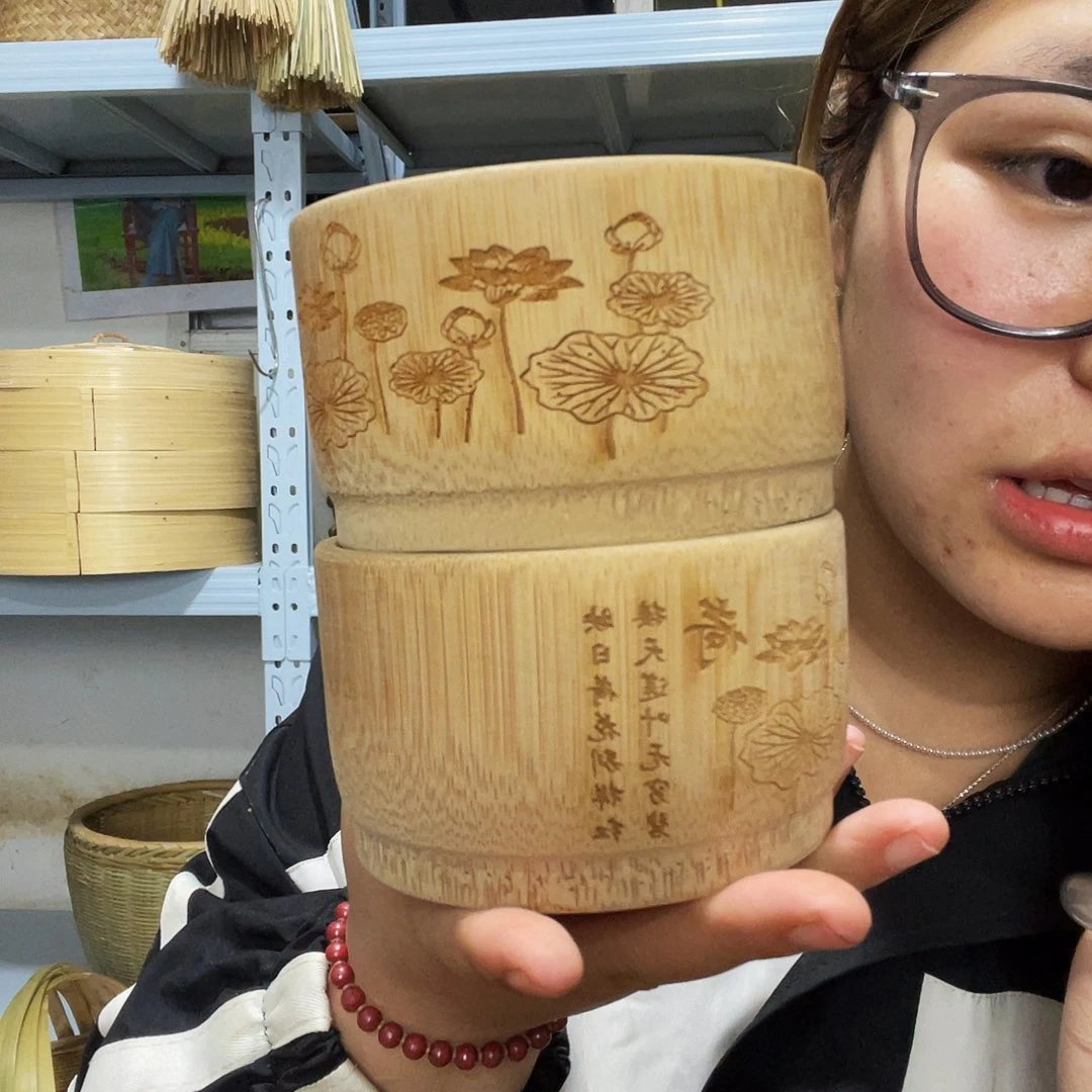 煮碗手工编织竹子做的碗是一对