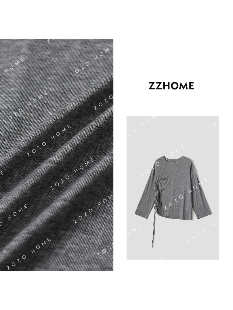 【ZOZO HOME】“不必焦虑”灰色单口袋长袖T恤q170573p
