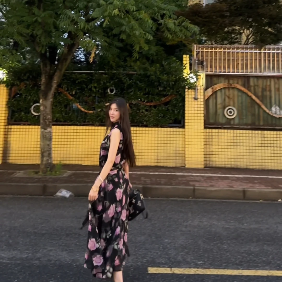 Areis定制 【繁花】气质修身连衣裙 简约大气显瘦长裙 优雅无袖