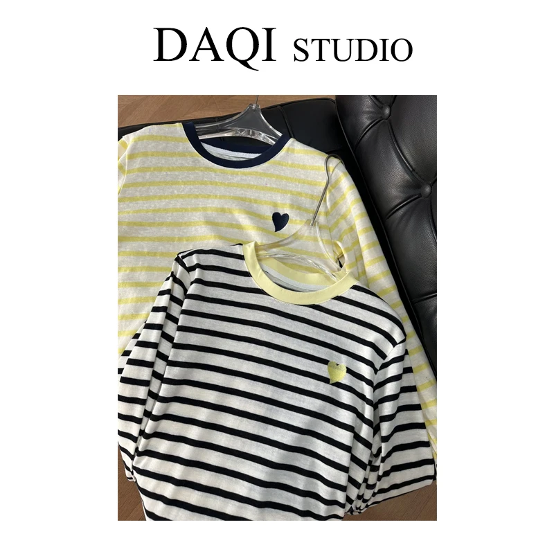 【爱心条纹】春季新款条纹爱心长袖T恤G424-F08225
