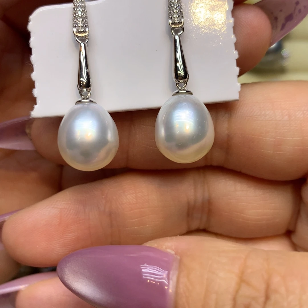 银S925镶嵌耳饰海水珍珠