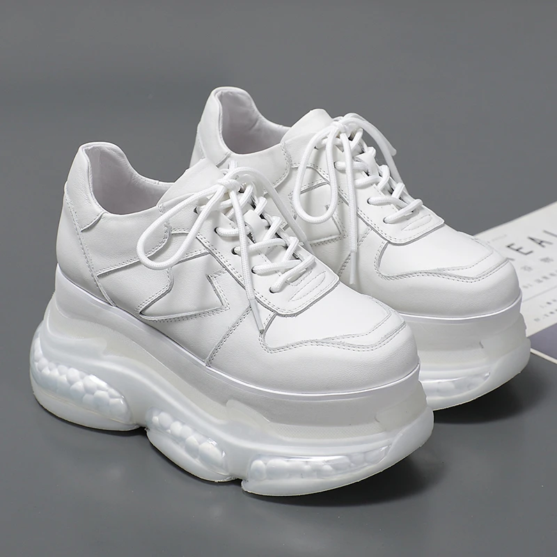 欧货厚底增高9cm潮鞋2025年春秋季新款休闲果冻底百搭小白鞋