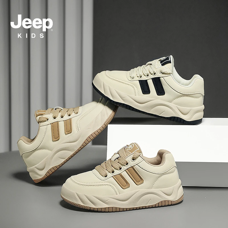 Jeep小白鞋6-12岁休闲板鞋新款中大儿童溯溪鞋24SS7595