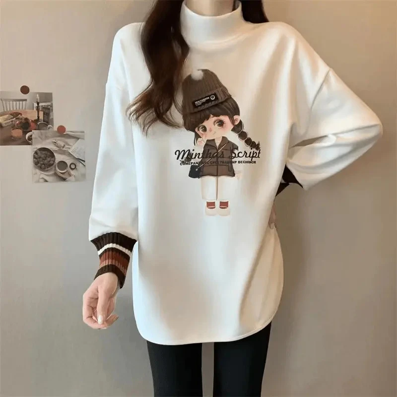 【48小时发货】针织帽女孩2025秋冬款保暖加绒上衣 内搭长款遮屁