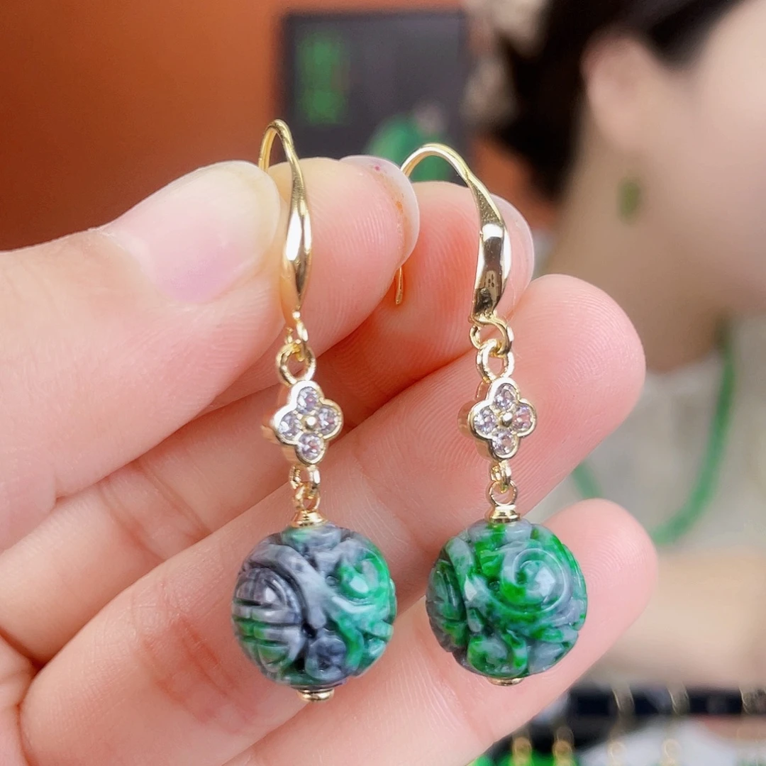 翡翠未镶嵌耳饰饰品