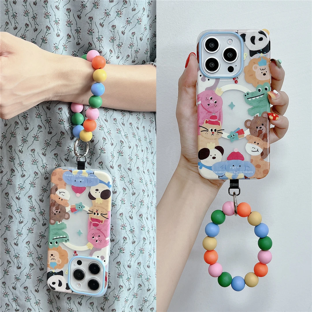 磁吸卡通萌趣动物园适用苹果15手拎14圆环13手机壳iphone16promax