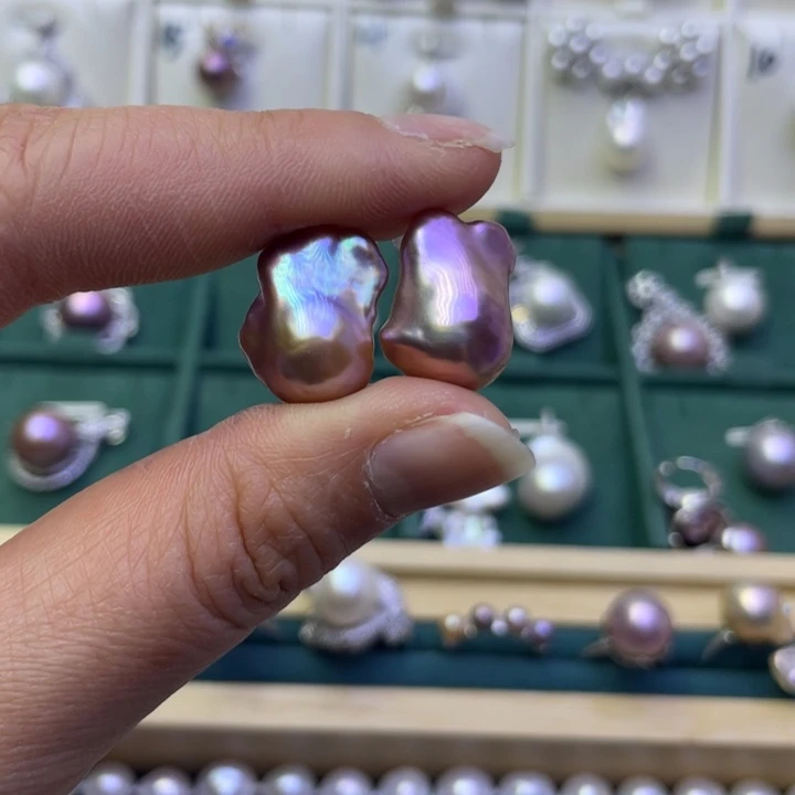 淡水珍珠耳饰银S925镶嵌