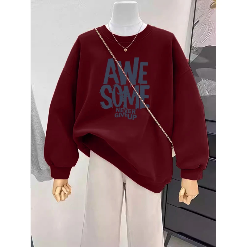 2026新款爆款马年本命年红色圆领加绒加厚卫衣女时尚减龄洋气上衣