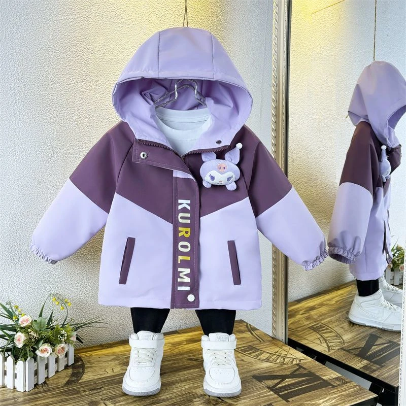 女童冲锋衣外套库洛米春秋季2025新款秋装儿童女宝宝风衣洋气