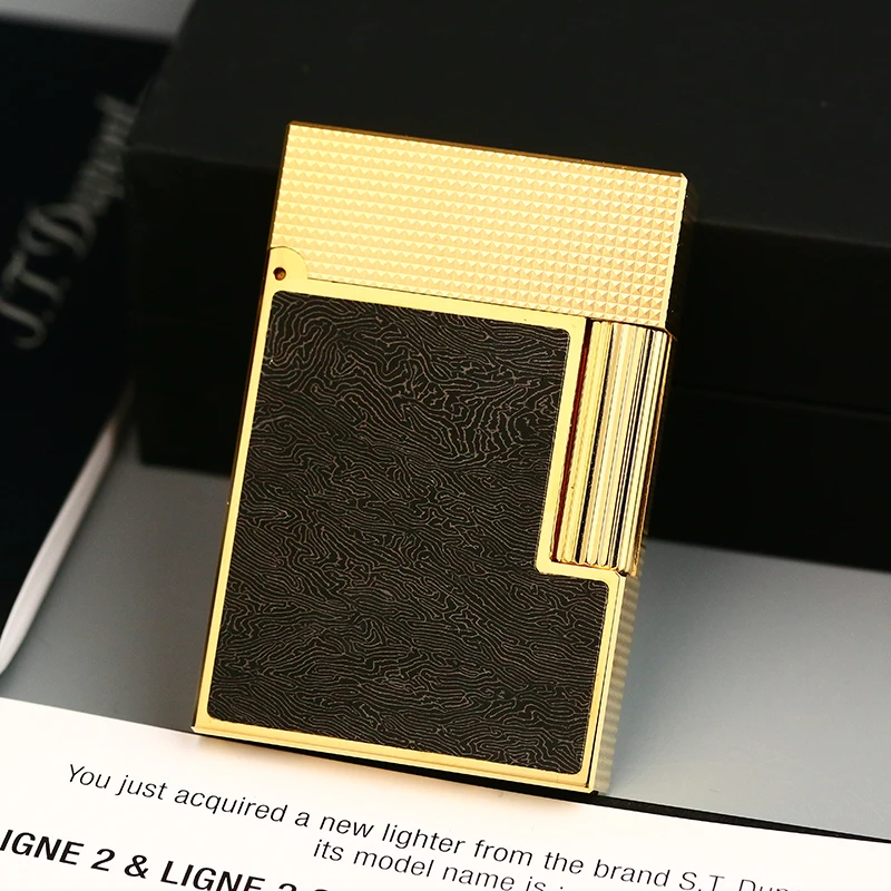 Dupont充气打火机间金巴黎钉黑色木纹碳纤维cling中号时尚男士