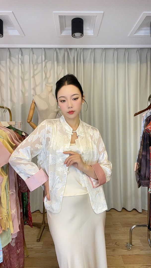 2025爆款国风新中式防晒衣外套小衫提花薄款