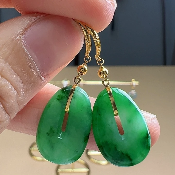 翡翠耳饰18K金镶嵌耳饰