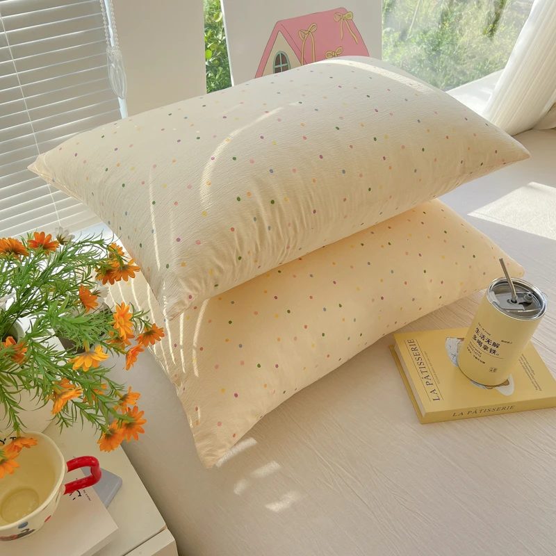 2025新款超柔皱皱纱枕头套单个家用双人枕套一对装48X74cm非纯棉