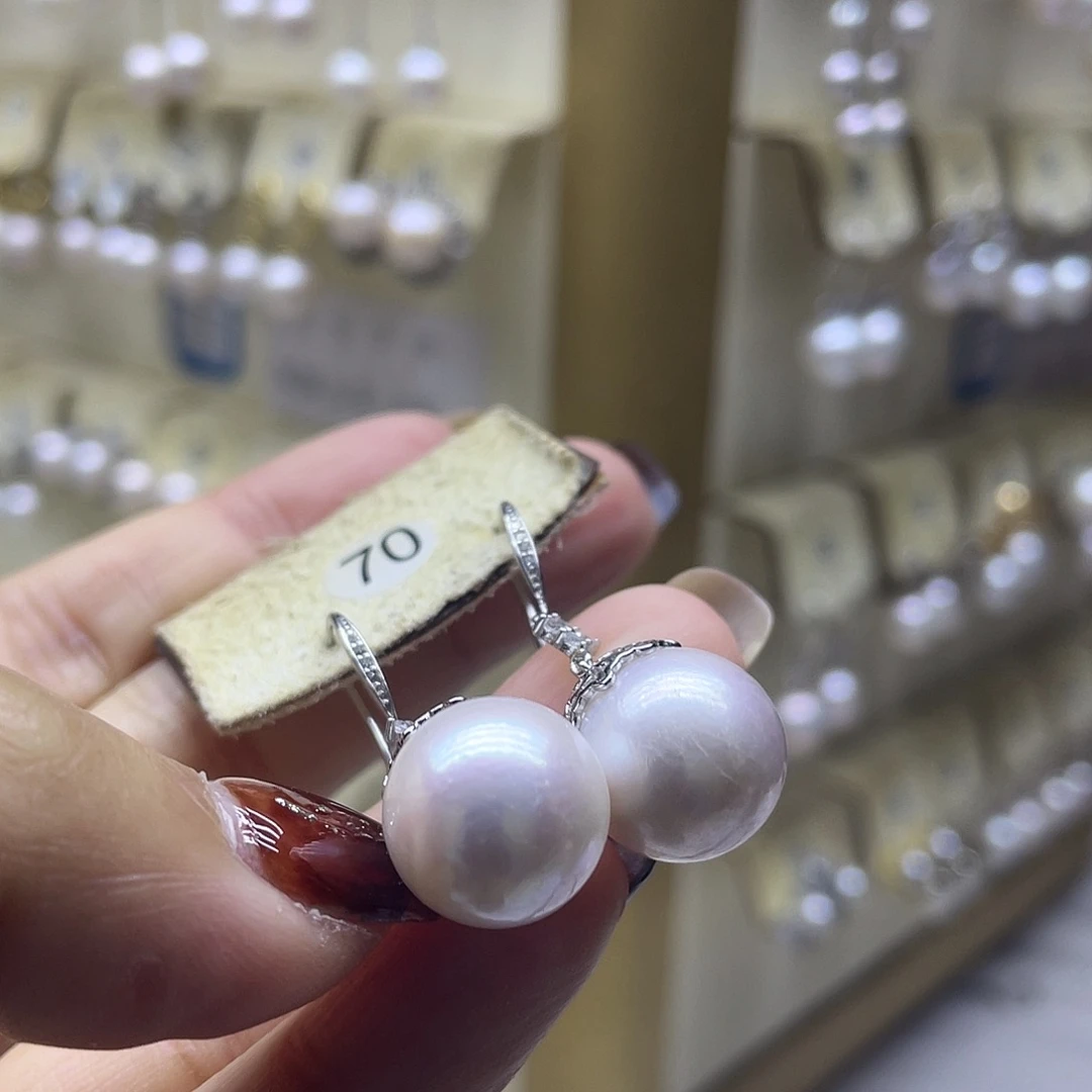 淡水珍珠耳饰银S925镶嵌