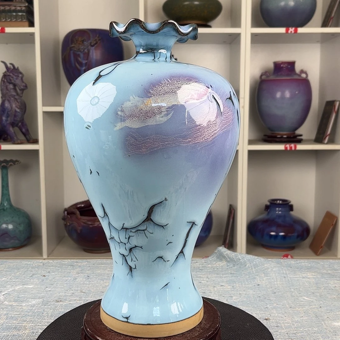 碧***烟瓷片荷韵瓶珍品无礼盒