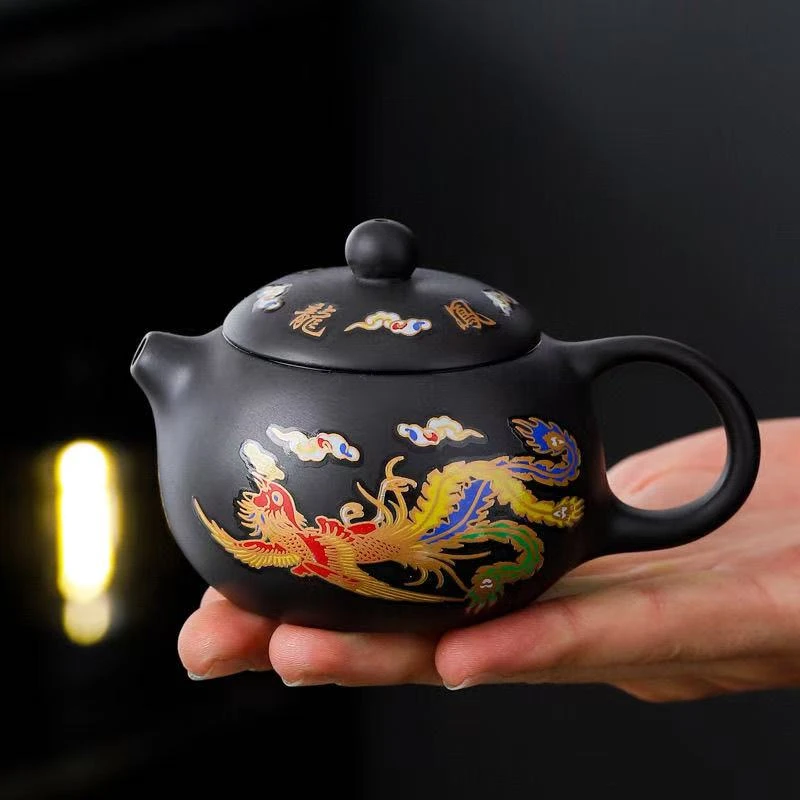 直播遇热变色龙凤紫砂西施壶功夫茶具套装防烫复古家用送礼品茶壶