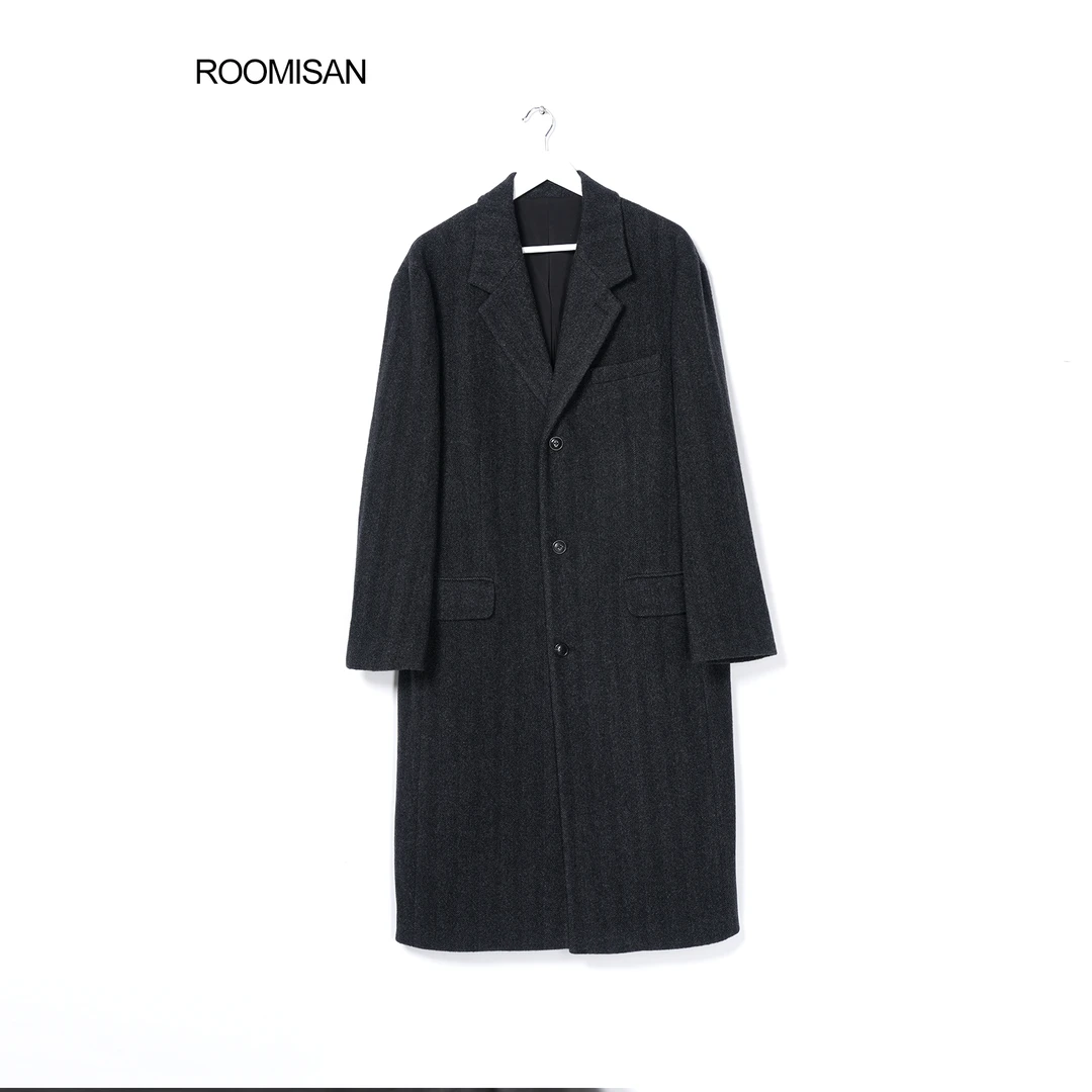 ROOMISAN 【海力蒙大衣.秋冬高阶典范人字纹绵羊毛廓形呢料】25958