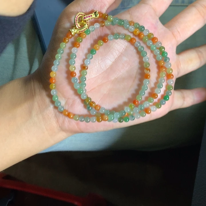 定制翡翠未镶嵌翡翠珠链卡4.2不退不换