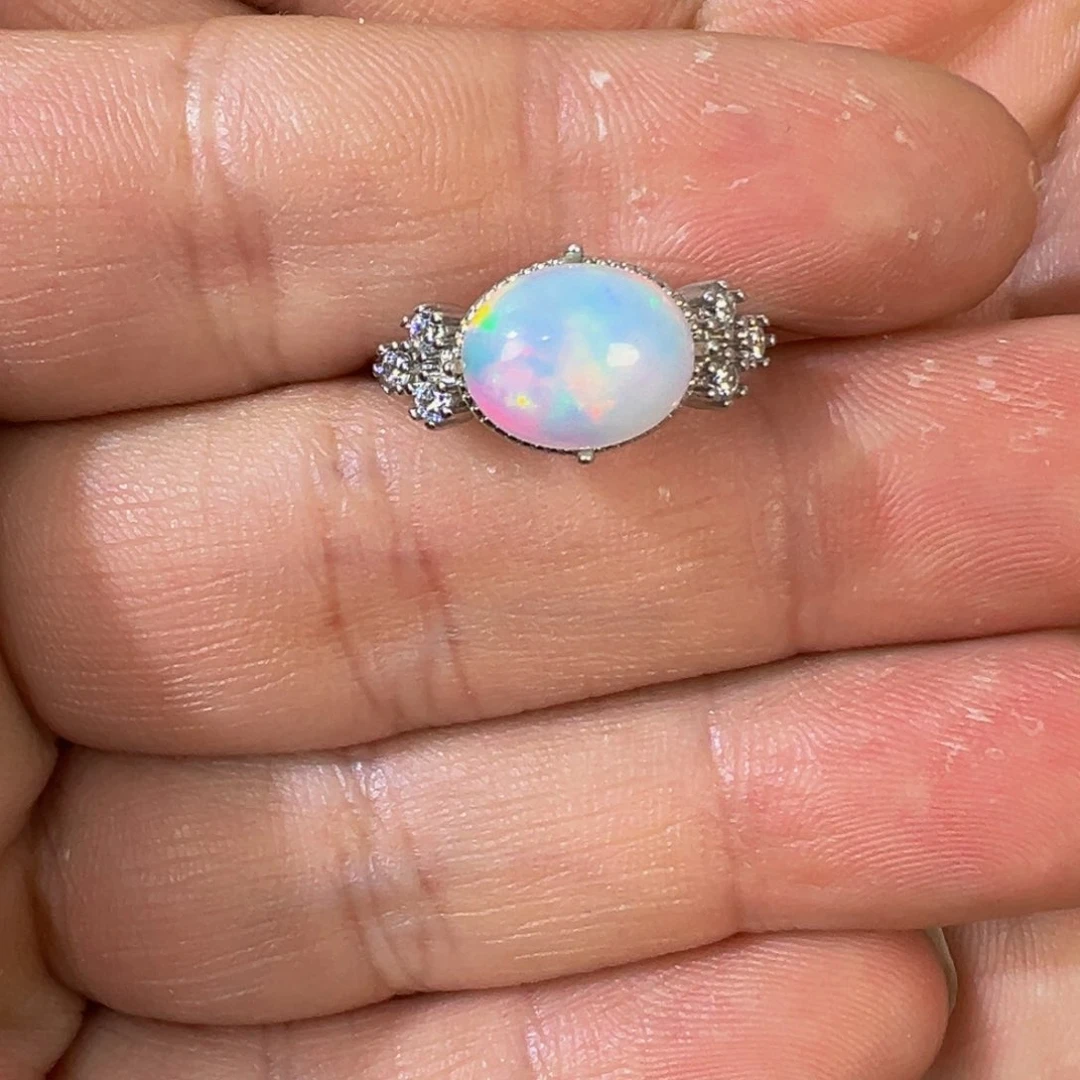 欧泊戒指银S925镶嵌定制款不退换