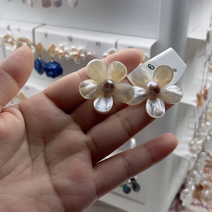 淡水珍珠耳饰银S925镶嵌