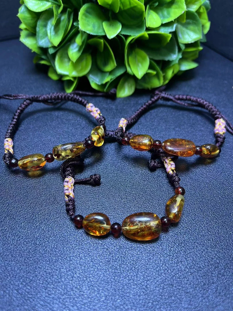 M2802【福嘟嘟珠宝】琥珀红花虫草珀手串-送礼佳品-多样性只发一件