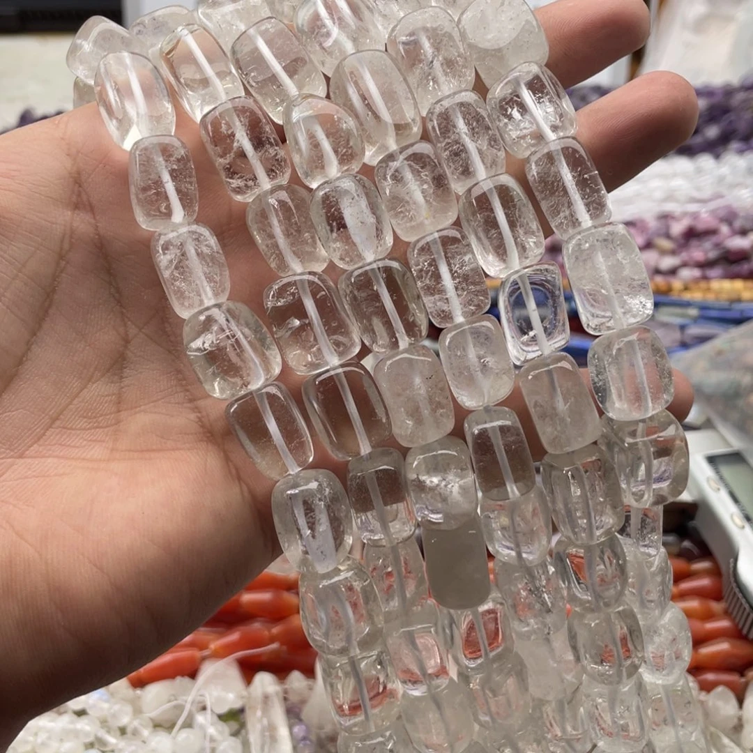 玛瑙/玉髓合金珠宝半成品一条装白水长方糖11*15mm左右