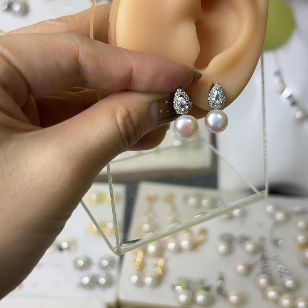 耳饰合金淡水珍珠